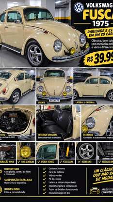 VOLKSWAGEN-FUSCA-1.5 8V GASOLINA 2P MANUAL VOLKSWAGEN-FUSCA-1975