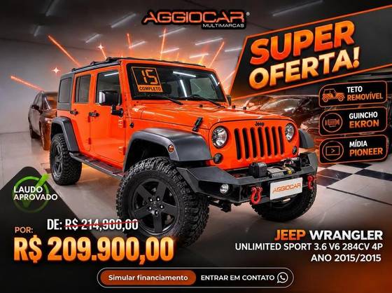 JEEP WRANGLER 3.6 UNLIMITED SPORT 4X4 V6 GASOLINA 4P AUTOMÁTICO