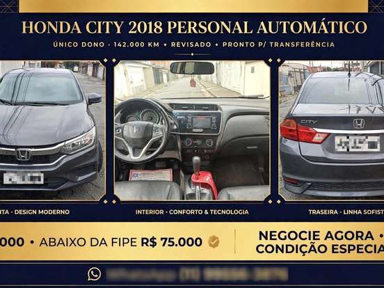 HONDA-CITY-1.5 PERSONAL 16V FLEX 4P AUTOMÁTICO HONDA-CITY-2018