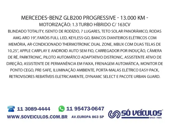 MERCEDES-BENZ-GLB 200-1.3 MHEV PROGRESSIVE 7G-DCT MERCEDES-BENZ-GLB 200-2024
