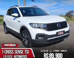 VOLKSWAGEN T-CROSS 1.0 200 TSI TOTAL FLEX SENSE AUTOMÁTICO VOLKSWAGEN T-CROSS 1.0 200 TSI TOTAL FLEX SENSE AUTOMÁTICO