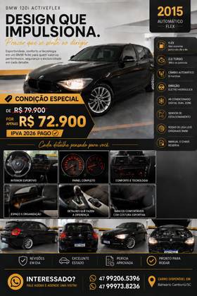 BMW 120i 2.0 16V SPORT ACTIVEFLEX 4P AUTOMÁTICO