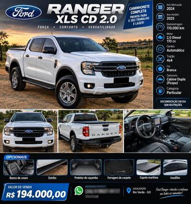 FORD RANGER 2.0 TURBO DIESEL CD XLS 4X4 AUTOMÁTICO