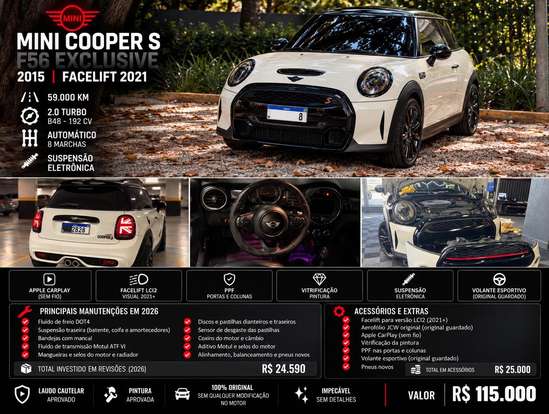 MINI-COOPER-2.0 S EXCLUSIVE 16V TURBO GASOLINA 2P AUTOMÁTICO MINI-COOPER-2014
