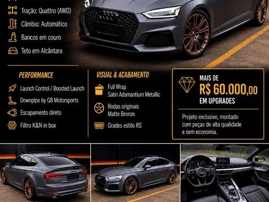 AUDI-A5-2.0 TFSI SPORTBACK AMBITION PLUS 16V GASOLINA 4P S-TRONIC AUDI-A5-2017