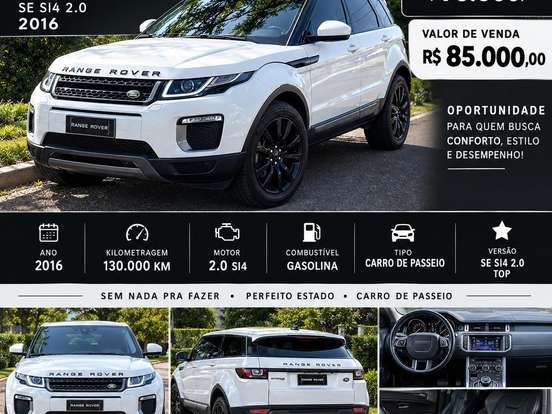 LAND ROVER-RANGE ROVER EVOQUE-2.0 SE 4WD 16V GASOLINA 4P AUTOMÁTICO LAND ROVER-RANGE ROVER EVOQUE-2016