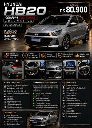 HYUNDAI-HB20-1.0 TGDI FLEX PLATINUM PLUS AUTOMÁTICO HYUNDAI-HB20-2023