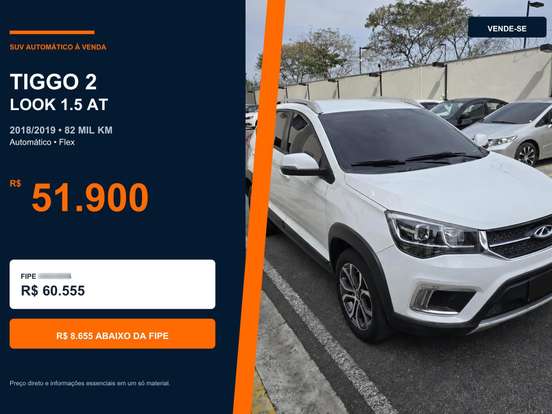 CAOA CHERY-TIGGO 2-1.5 MPFI 16V FLEX LOOK 4P AUTOMÁTICO CAOA CHERY-TIGGO 2-2018