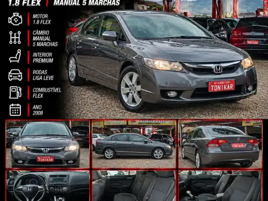HONDA-CIVIC-1.8 LXS 16V FLEX 4P MANUAL HONDA-CIVIC-2008