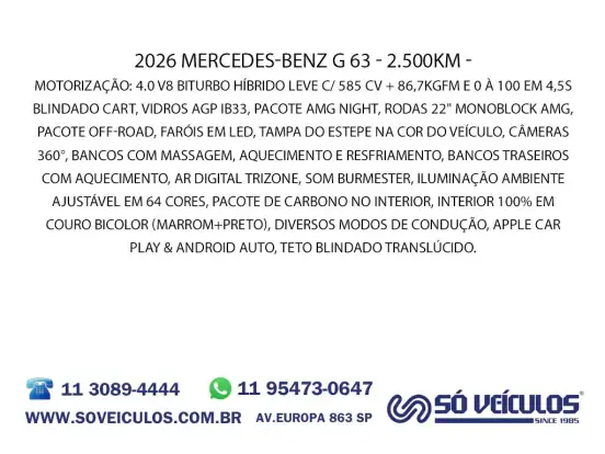 MERCEDES-BENZ-G 63 AMG-4.0 V8 BITURBO MHEV MANUFAKTUR 4MATIC SPEEDSHIFT MERCEDES-BENZ-G 63 AMG-2025
