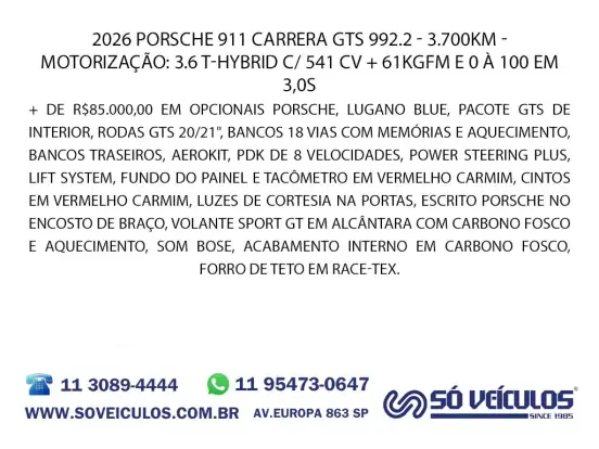 PORSCHE-911-3.6 24V H6 T-HYBRID CARRERA GTS PDK PORSCHE-911-2025