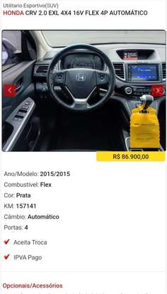HONDA-CRV-2.0 EXL 4X4 16V FLEX 4P AUTOMÁTICO HONDA-CRV-2015