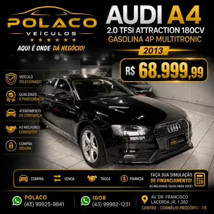 AUDI A4 2.0 TFSI ATTRACTION 180CV GASOLINA 4P MULTITRONIC