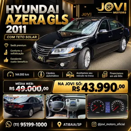 HYUNDAI AZERA 3.3 MPFI GLS SEDAN V6 24V GASOLINA 4P AUTOMÁTICO