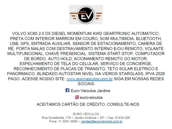 VOLVO-XC60-2.0 D5 DIESEL MOMENTUM AWD GEARTRONIC VOLVO-XC60-2018