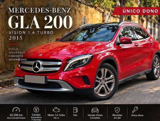 MERCEDES-BENZ-GLA 200-1.6 CGI VISION 16V TURBO GASOLINA 4P AUTOMÁTICO MERCEDES-BENZ-GLA 200-2015