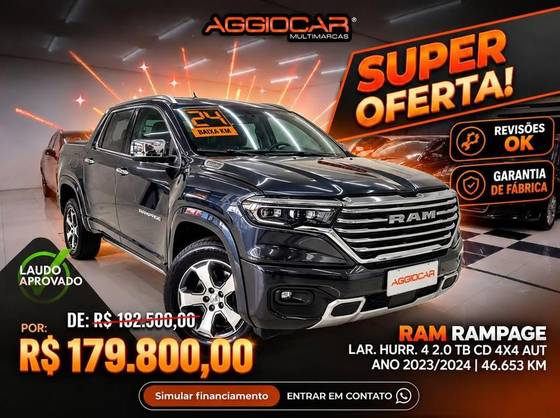 RAM RAMPAGE 2.0 HURRICANE 4 TURBO GASOLINA LARAMIE 4X4 AUTOMÁTICO