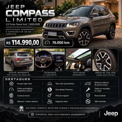 JEEP COMPASS 2.0 16V DIESEL LIMITED 4X4 AUTOMÁTICO