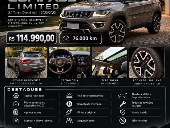 JEEP-COMPASS-2.0 16V DIESEL LIMITED 4X4 AUTOMÁTICO JEEP-COMPASS-2020