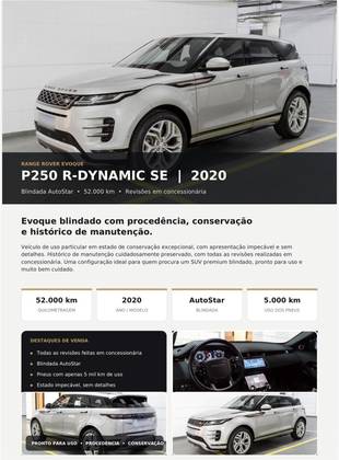 LAND ROVER RANGE ROVER EVOQUE 2.0 P250 FLEX R-DYNAMIC SE AWD AUTOMÁTICO
