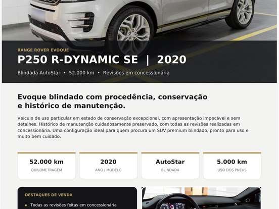 LAND ROVER-RANGE ROVER EVOQUE-2.0 P250 FLEX R-DYNAMIC SE AWD AUTOMÁTICO LAND ROVER-RANGE ROVER EVOQUE-2020