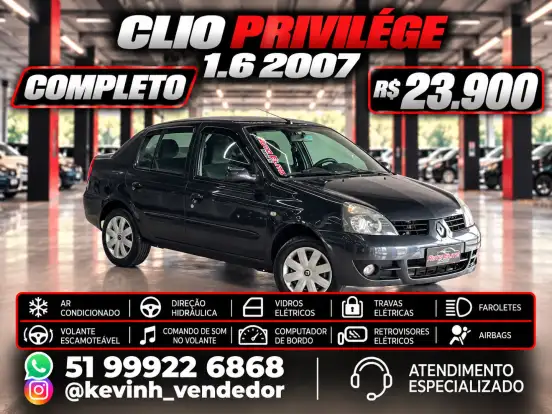 RENAULT-CLIO-1.6 PRIVILÉGE SEDAN 16V FLEX 4P MANUAL RENAULT-CLIO-2007