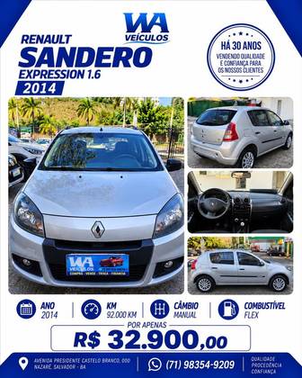 RENAULT SANDERO 1.6 EXPRESSION 8V FLEX 4P MANUAL