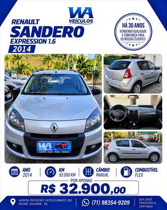 RENAULT-SANDERO-1.6 EXPRESSION 8V FLEX 4P MANUAL RENAULT-SANDERO-2014