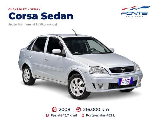 CHEVROLET-CORSA-1.4 MPFI PREMIUM SEDAN 8V FLEX 4P MANUAL CHEVROLET-CORSA-2008