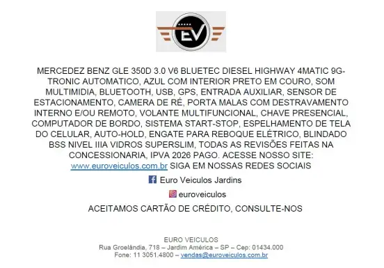 MERCEDES-BENZ-GLE 350-3.0 V6 BLUETEC DIESEL HIGHWAY 4MATIC 9G-TRONIC MERCEDES-BENZ-GLE 350-2017