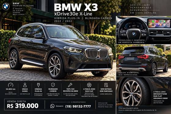 BMW X3 2.0 16V HÍBRIDO X LINE XDRIVE30E STEPTRONIC