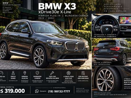 BMW-X3-2.0 16V HÍBRIDO X LINE XDRIVE30E STEPTRONIC BMW-X3-2022