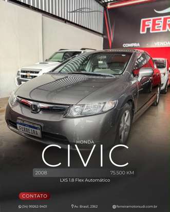 HONDA-CIVIC-1.8 LXS 16V FLEX 4P AUTOMÁTICO HONDA-CIVIC-2008
