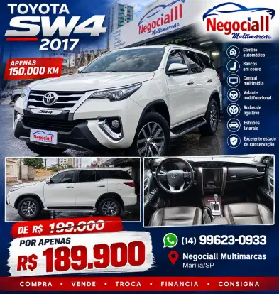 TOYOTA-HILUX SW4-2.8 SRX 4X4 7 LUGARES 16V TURBO INTERCOOLER DIESEL 4P AUTOMÁTICO TOYOTA-HILUX SW4-2017