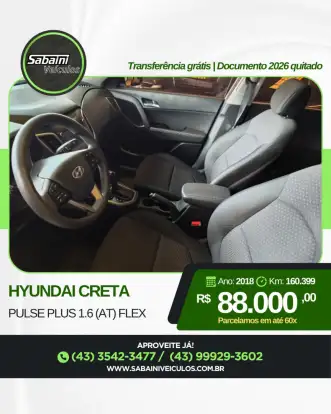 HYUNDAI-CRETA-1.6 16V FLEX PULSE PLUS AUTOMÁTICO HYUNDAI-CRETA-2018