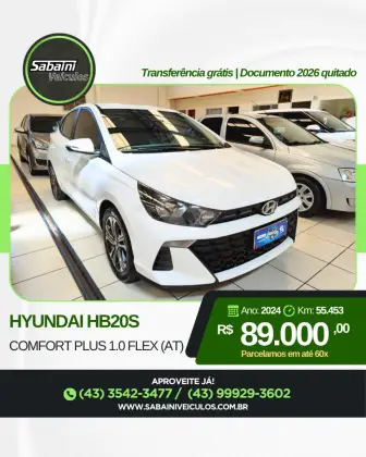 HYUNDAI HB20S 1.0 TGDI FLEX COMFORT PLUS AUTOMÁTICO