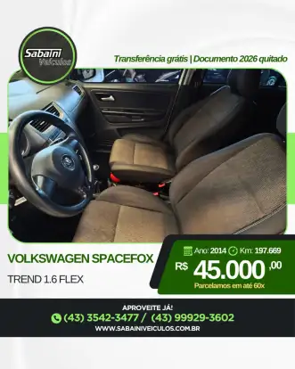 VOLKSWAGEN-SPACEFOX-1.6 MI TREND 8V FLEX 4P MANUAL VOLKSWAGEN-SPACEFOX-2014