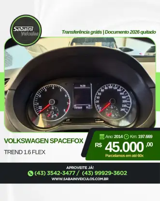 VOLKSWAGEN-SPACEFOX-1.6 MI TREND 8V FLEX 4P MANUAL VOLKSWAGEN-SPACEFOX-2014